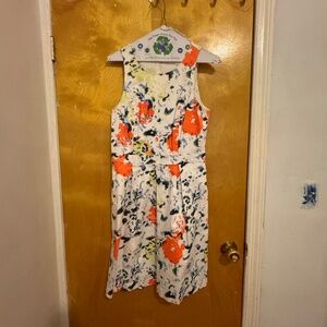 Gap Sateen Sleeveless Floral Dress